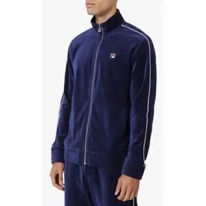 Fila Men's Blue Velour Full Zip Track Jacket Deverall Size 4XL 90's Retro